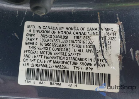 2014 Honda Cr-V Lx from USA, damaged, VIN 2HKRM4H33EH682965